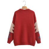 Autumn Winter Sweater Christmas Snowflake Long Sleeve Bottoming round Neck Knitted Sweater Pullover Sweater